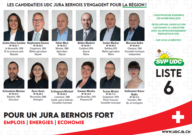 Liste 6 UDC JB au Grand Conseil